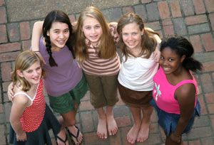 Teen Girls in a Circle on Bricks