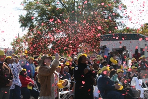 Crowd of Associates watch the demolition kick-off!