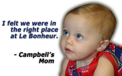 After Campbell was diagnosed with Craniosynostosis, she came to the Craniofacial Program at Le Bonheur for treatment.