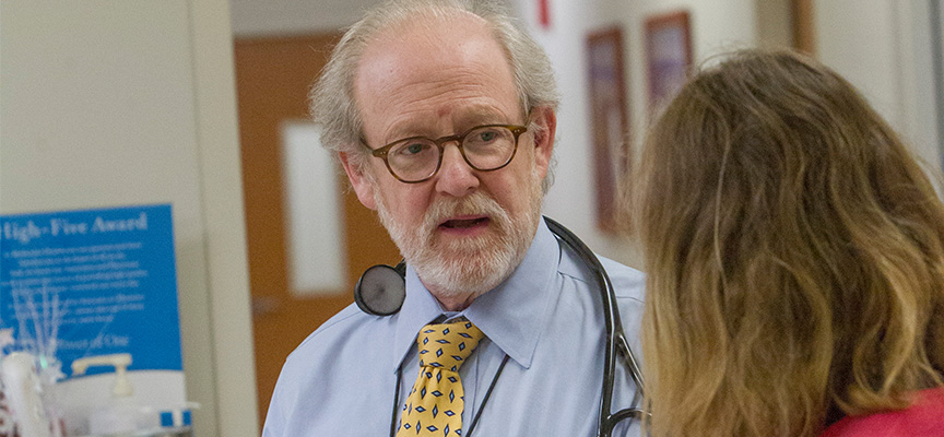  Heart Failure specialist Dr. Towbin speaking to a co-worker at Le Bonheur Children's Hospital